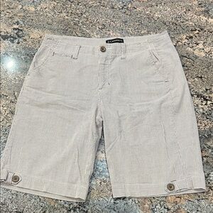 Z. Cavaricci Tan and White Striped Shorts